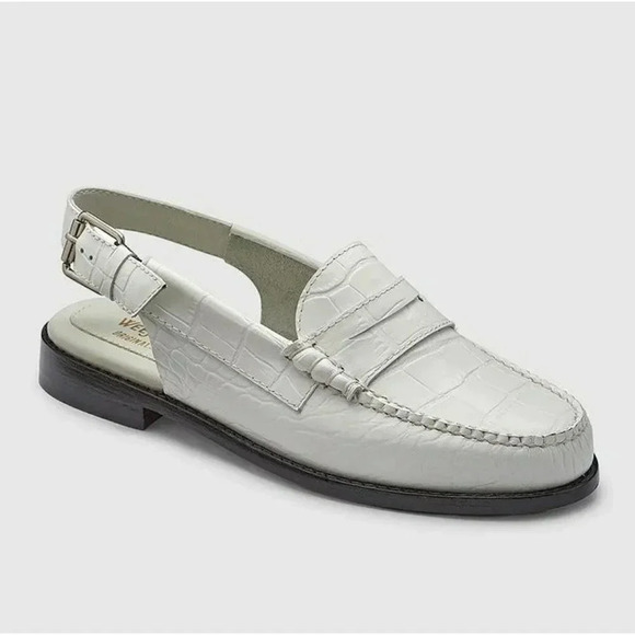 G.H. Bass Women's Whitney Bax Croc Embossed Slingback Flats Size 7.5 (MSRP $185) - Picture 1 of 11